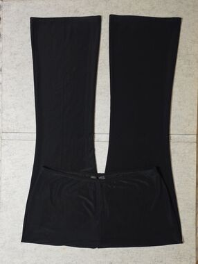 Vintage Tall Girl Black Flare Knit Pants Size L High Rise 36 Inch Inseam